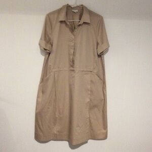 Tan Sleeveless Collared Dress for Work